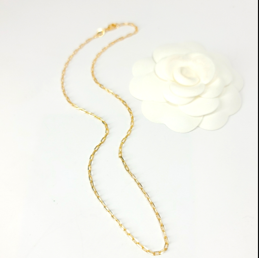18K Gold Filled Dainty Paperclip Chain Necklace